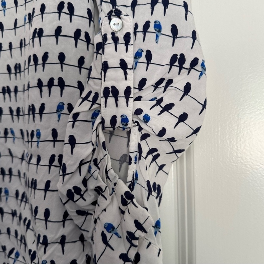 Jane and Delancey White and Blue Blouse - Picture 4 of 6